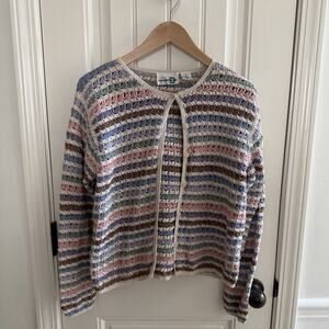 Vintage Paul Harris Design Spring Pastel Cardigan Sweater Women's Size Large